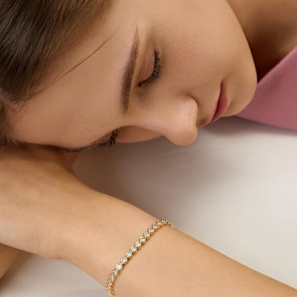 14K Gold Filled Tennis Bracelets for Women |2mm 2.5mm 3mmCubic Zirconia Bezel Go - Picture 9 of 9